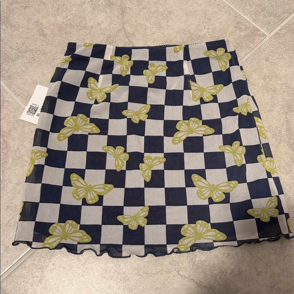 Forever 21 Blue and Yellow Checkered Mini Skirt - Picture 2 of 3